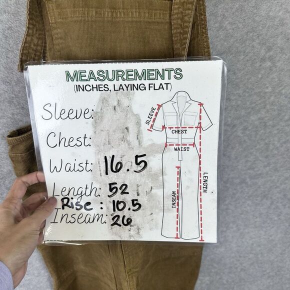 Aerie Werk &‎ Play Corduroy Overalls Plus Size XS Brown Wide Leg Frayed Hem Farm - Picture 12 of 16